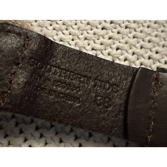 Southern Tide Canvas Brown Leather Fish Belt Men's Size 38 Blue Mahi Sword Fish - Picture 6 of 7